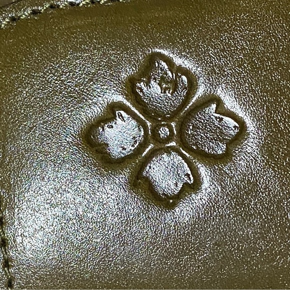 Patricia Nash Olive Green & Gold Embossed Leather Shoulder Bag - Picture 9 of 15